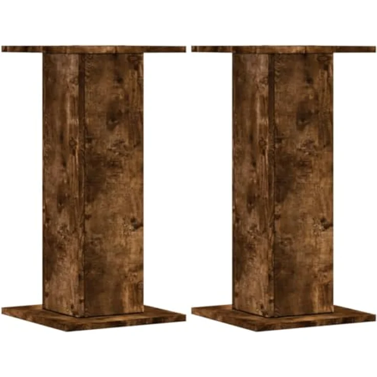 vidaXL Lautsprecherständer 2er Set, Hohe Boxenständer aus Räuchereiche Holzwerkstoff, Stabile Oberfläche und hohles Design für verbessertes Audio-Hörerlebnis – Bild 1