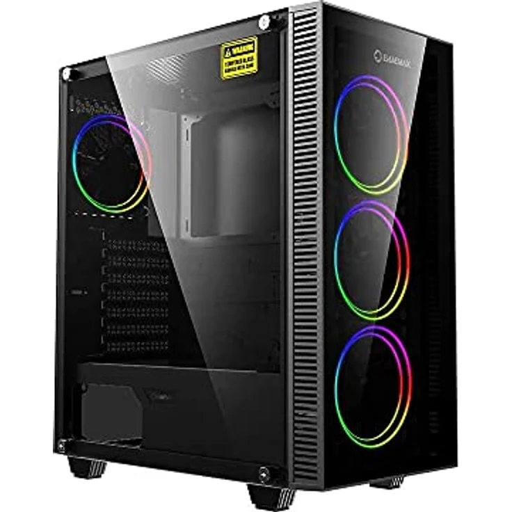 GameMax Draco XD Midi-Tower, ATX Gehäuse mit 4x 120mm ARGB-Lüftern, USB 3.0, schwarz – Bild 3