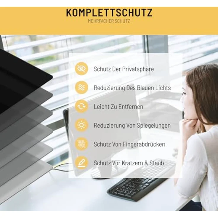 VistaProtect Premium Blickschutzfilter, Privacy Filter & Blickschutzfolie für Computermonitore (23.6³ Zoll) – Bild 5