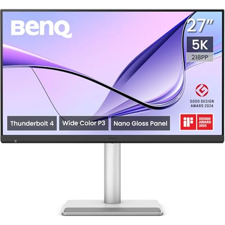 BenQ MA270S 5K Designer Monitor 68,58 cm (27 Zoll) silber 5K, 16:9, 5ms, 450cd/m², 2x USB-C, 2x Thunderbolt 4, HDR10, VESA DisplayHDR 400, KVM, Glossy – Bild 1