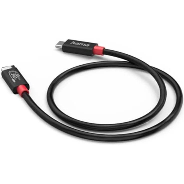 HAMA USB4 Transfer-Kabel, Schwarz, 2m, 20 Gbit/s, 8K Ultra-HD, E-Marker, hoher Knickschutz – Bild 4