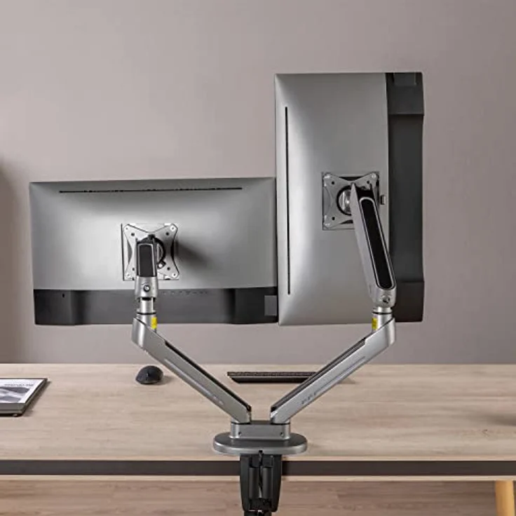 NanoRS RS166 2-Fach Gaming Monitorhalterung 17-32" mit Verstelbare RGB-LED-Beleuchtung Tischhalterung Höhenverstellbar Schwenkbar Neigbar Max. 9kg VESA 75x75 / 100x100 (2-Fach) – Bild 4