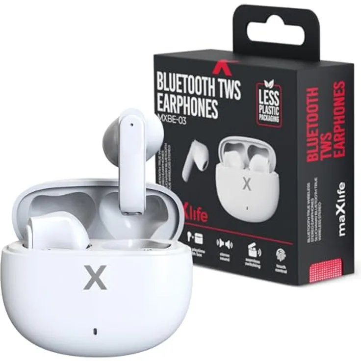 MaxLife In-Ear-Kopfhörer Wireless TWS MXBE-03, Kabellose Bluetooth-Ohrhörer, Weiß
