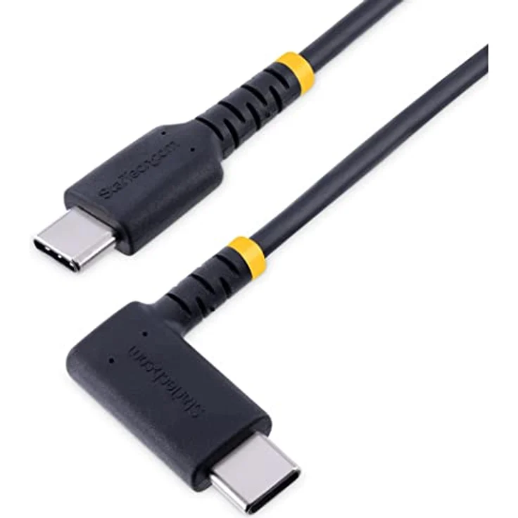 StarTech.com 2 m USB-C Ladekabel Mit Winkelstecker und 60W PD 3A - Robustes Schnellladekabel Mit Aramidfaser - USB-C Auf USB-C Kabel - USB 2.0 Typ-C Kabel Für Handy, Tablet (R2CCR-2M-USB-CABLE) – Bild 1