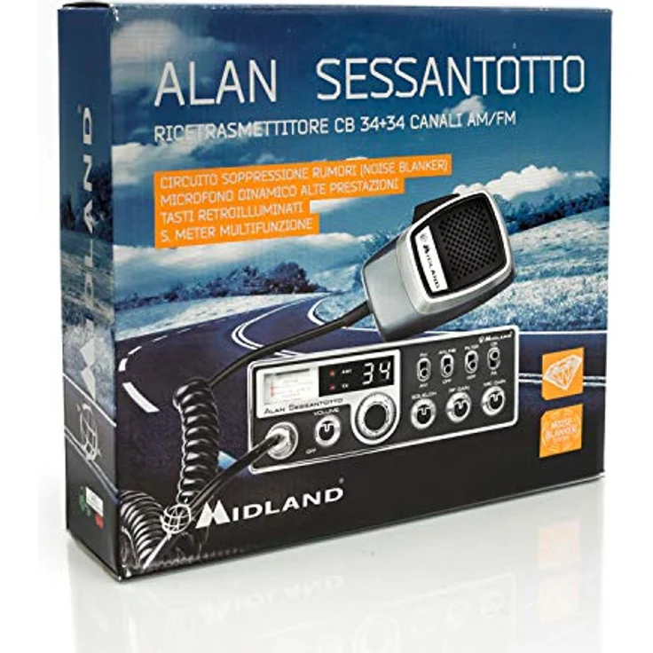 Midland Alan Sessantotto, Lastwagen-CB-Funk mit 34 Kanälen, Schwarz/Silber, LED-Display, 4 W Ausgangsleistung – Bild 6