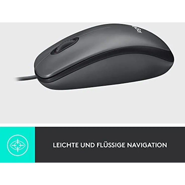Logitech M100 Kabelgebundene USB-Maus, 3 Tasten, 1000 DPI Optical Tracking, Für Links- und Rechtshänder, Kompatibel mit PC, Mac, Laptop - Grau – Bild 5