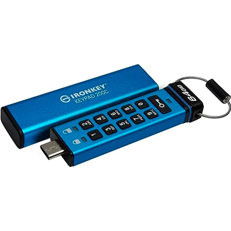 Kingston IronKey Keypad 200 Typ-C Hardware-verschlüsselter USB-Stick FIPS 140-3 Level 3 (ausstehend) mit XTS-AES 256-Bit-Hardware-Verschlüsselung - IKKP200C/64GB, Grün – Bild 2