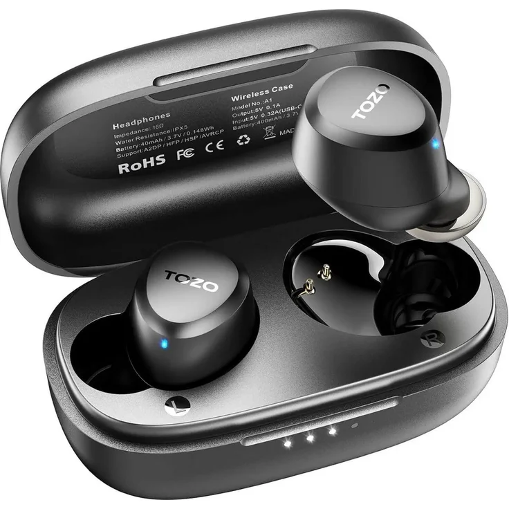 TOZO A1 Mini Kabellos Bluetooth 5.3 für kleine Ohren In-Ear-Kopfhörer (Bluetooth 5.3: Genießen Sie eine stabile und zuverlässige Verbindung bis zu 12 Meter Entfernung., mit APP Steuerung, 30 Std Premium Sound, IPX5 Wasserdicht) – Bild 1