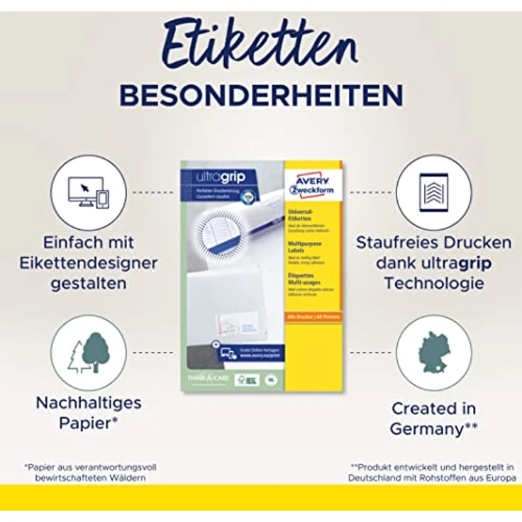 Generic AVERY Zweckform Etiketten 3425, selbstklebend, 1000 Stück, 105x57mm, weiß, FSC®-zertifiziert – Bild 2