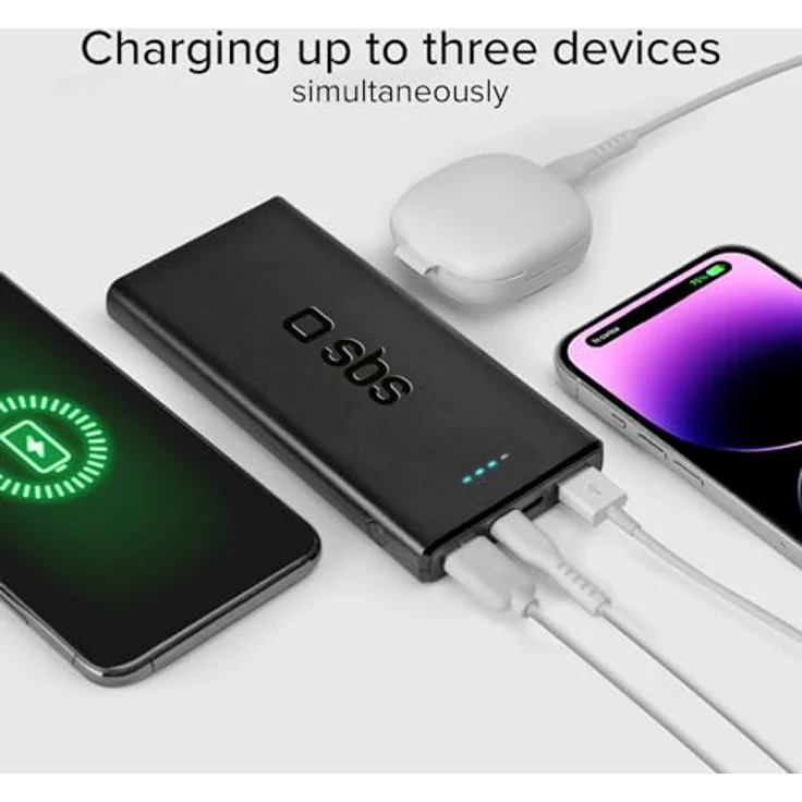 SBS PowerBank 10K Fast, 10.000 mAh Power Delivery, 22,5 W Schnellladung, USB-C und USB-A, kompakt und tragbar mit Status-LED – Bild 5