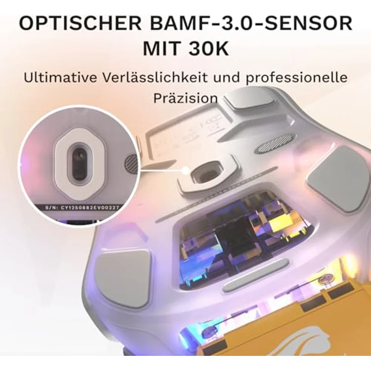 Glorious Gaming Model O3, Wireless-Gaming-Maus mit Wechsel-Akku-System InfinitePlay, 30K DPI-Sensor, 8K Abfragerate, optische Switches, ultraleicht (66 g), RGB – Weiß – Bild 4