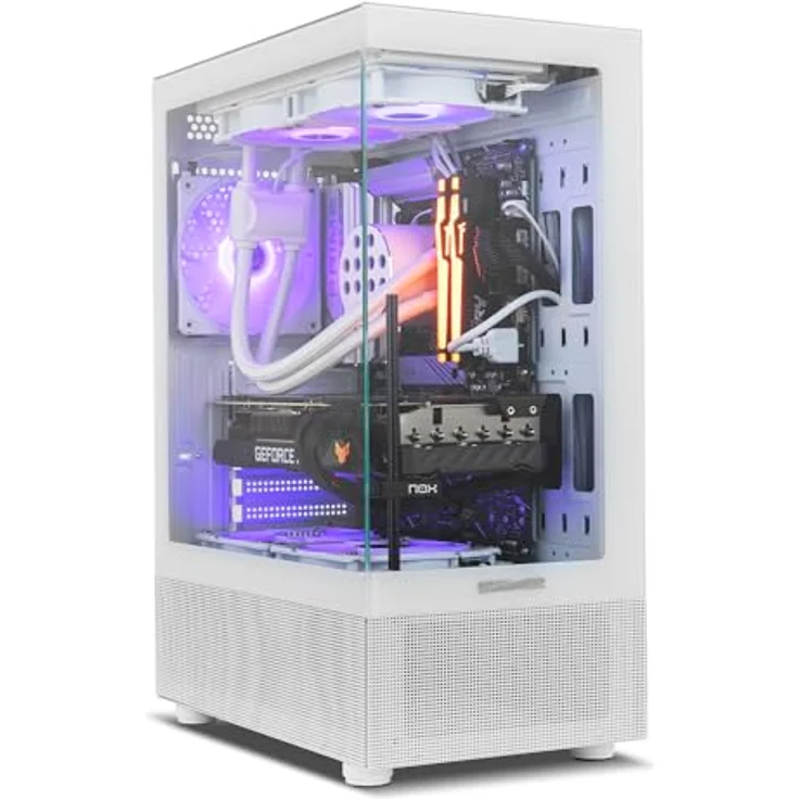 NOX XTREME PRODUCTS Hummer Vision White, Semitower ATX Gehäuse mit gehärtetem Glas, Platz für 5 Lüfter, kompatibel mit Grafikkarten bis 300mm, USB 3.0, Weiß – Bild 2