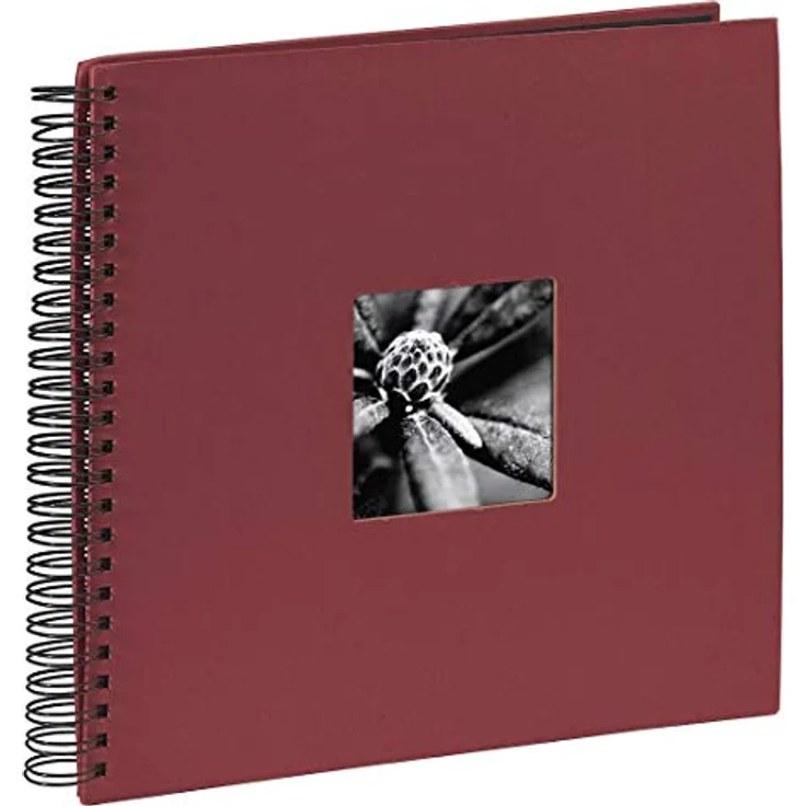 Hama Jumbo Fotoalbum, 36 x 32 cm, 50 schwarze Seiten, 25 Blatt, mit Ausschnitt für Bildeinschub, Fotobuch bordeaux – Bild 4