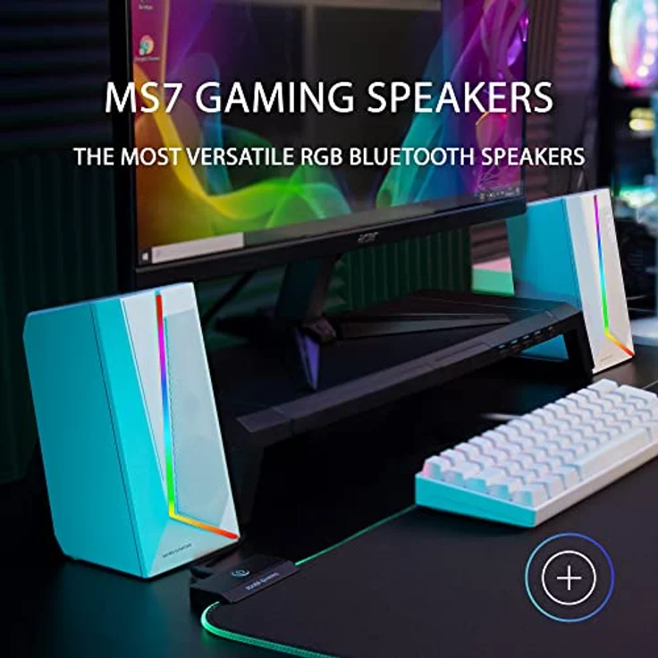 Mars Gaming MS7W, RGB Lautsprecher, Bluethooth 5.0 + Jack 3.5, DSP Sound 20W, Weiß – Bild 2