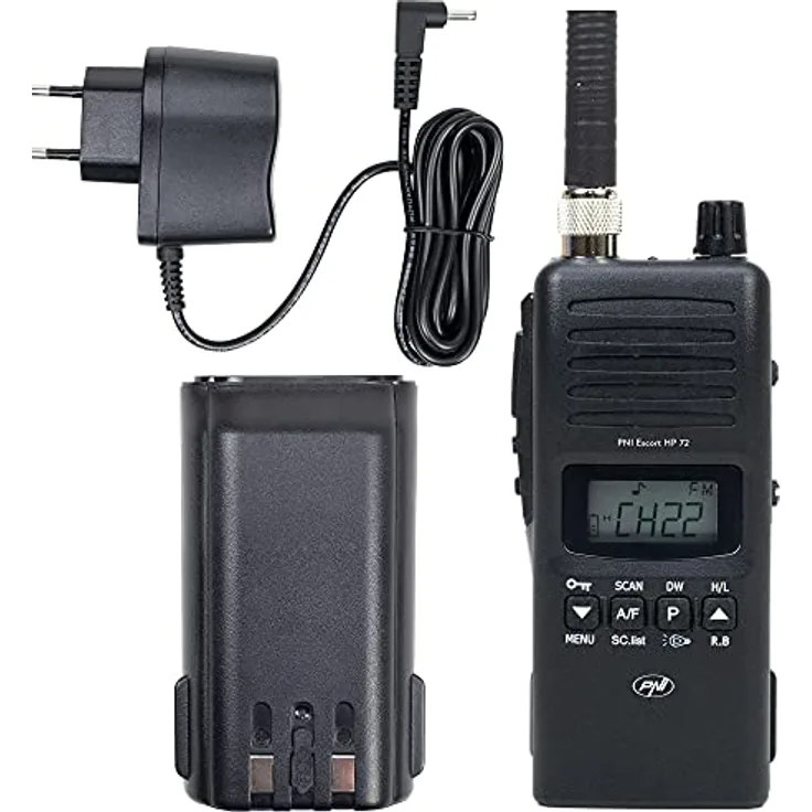 PNI Escort HP 72, Tragbares CB-Funkgerät, Multi-Standard, 4 W, AM-FM, 6-stufig einstellbare Rauschsperre, Dual Watch, Scan, Roger Beep