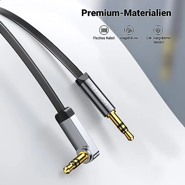 2m AUX Kabel 3.5mm Winkel Klinke Klinkenstecker Audiokabel Stereo Hifi – Bild 3