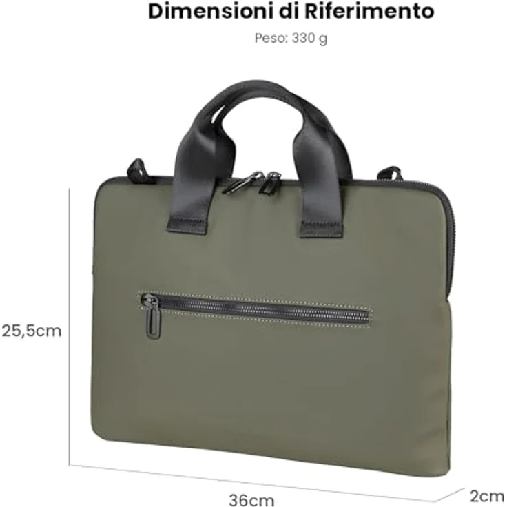 Tucano Gommo 14" Notebooktasche, wasserdichtes Design aus recyceltem Kunststoff, tumeroheline (Grün) – Bild 2