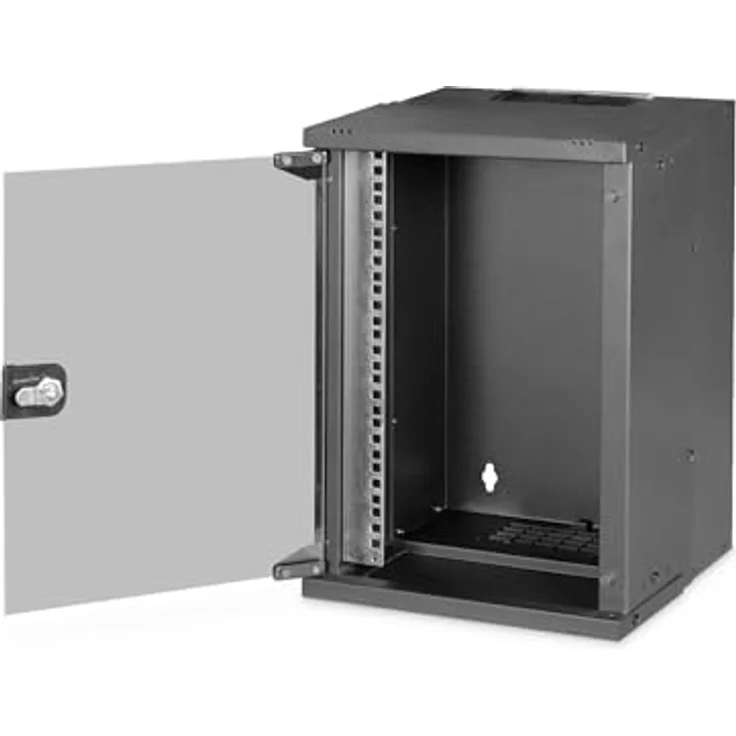 DIGITUS Netzwerk-Schrank 10-Zoll 9HE Wandmontage unmontiert 457x316x298mm Traglast 30kg IP20 Schutzklasse Schwarz – Bild 3