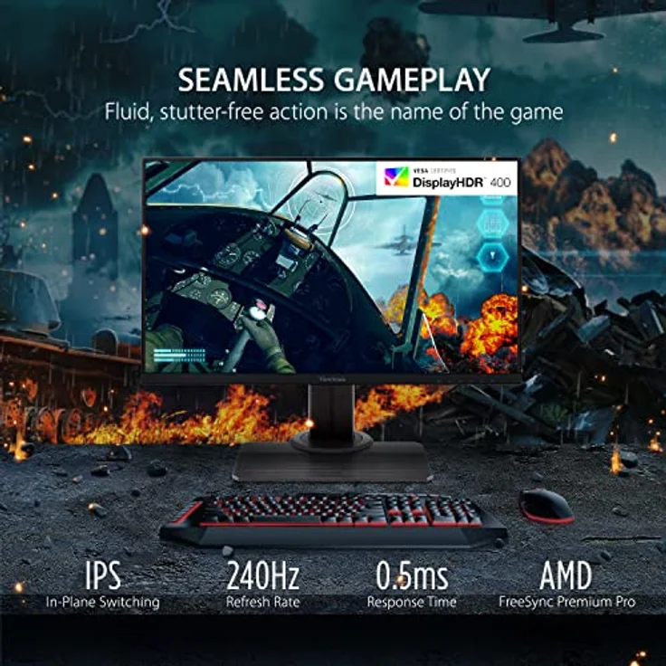 ViewSonic Omni XG2431 24 Zoll 1080p 0,5ms 240Hz Gaming Monitor in Schwarz mit AMD FreeSync Premium, Advanced Ergonomics, Eye Care, HDMI und DisplayPort für Esports – Bild 2