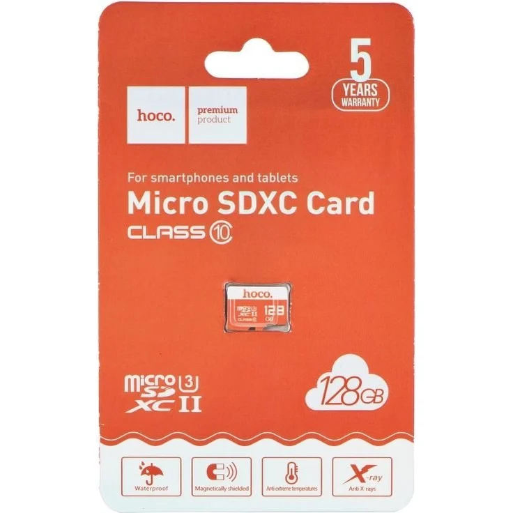 Hoco microSD Speicherkarte, High Speed Class 10, 128 GB, 100MB/s, wasserfest, kompatibel mit Laptops, Tablets und Mobiltelefonen