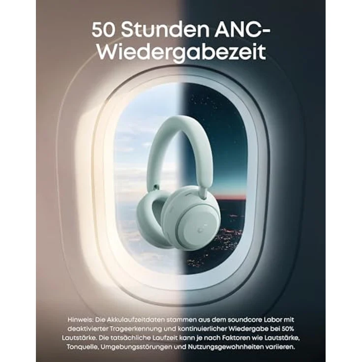 soundcore Space 2, Noise Cancelling Kopfhörer mit 50h Akku, LDAC Hi-Res Audio, Bluetooth 6.1, Nap-Modus, ergonomisch, schwarz – Bild 5
