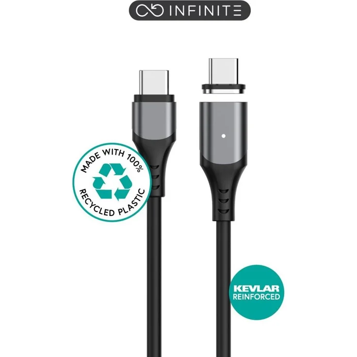 eSTUFF INFINITE Magnetic USB-C - C Kabel, 100W PD3.0 & QC3.0 Unterstützung, 480 Mbps Datenübertragung, 100% recycelte Materialien
