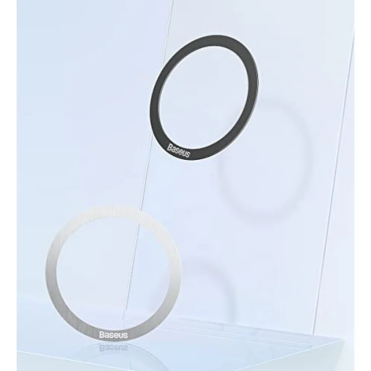 Baseus PCCH000012 Halo Series Magnetring, 2-teilig aus Metall, silber, abziehbar und wiederverwendbar, optimal für kabelloses Laden – Bild 2