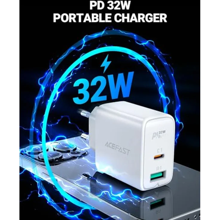 Acefast Wandladegerät USB Typ C / USB 32W, PPS, PD, QC 3.0, AFC, FCP, weiß – Bild 2