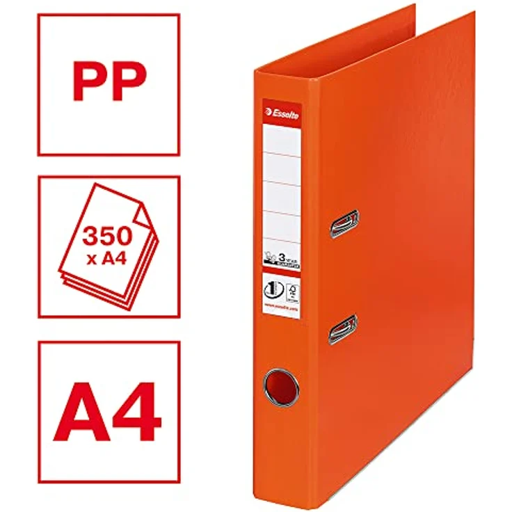 Esselte No.1 Plastik-Ordner A4, schmal, orange mit verbesserter Mechanik und Kantenschutz – Bild 2
