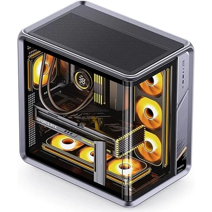 Jonsplus BO400CG PC-Gehäuse, Midi-Tower ATX mit Tempered Glass, Curved Design, gunmetal grey – Bild 9