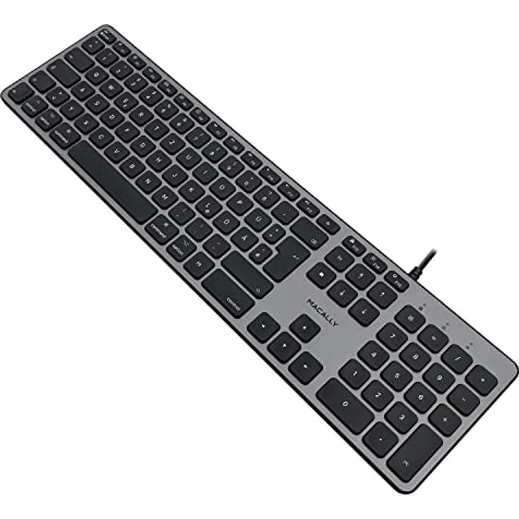Macally UCZKEYSG-DE, USB-C Tastatur mit Ziffernblock und 16 Funktionstasten, DE QWERTZ Layout, Grau – Bild 3