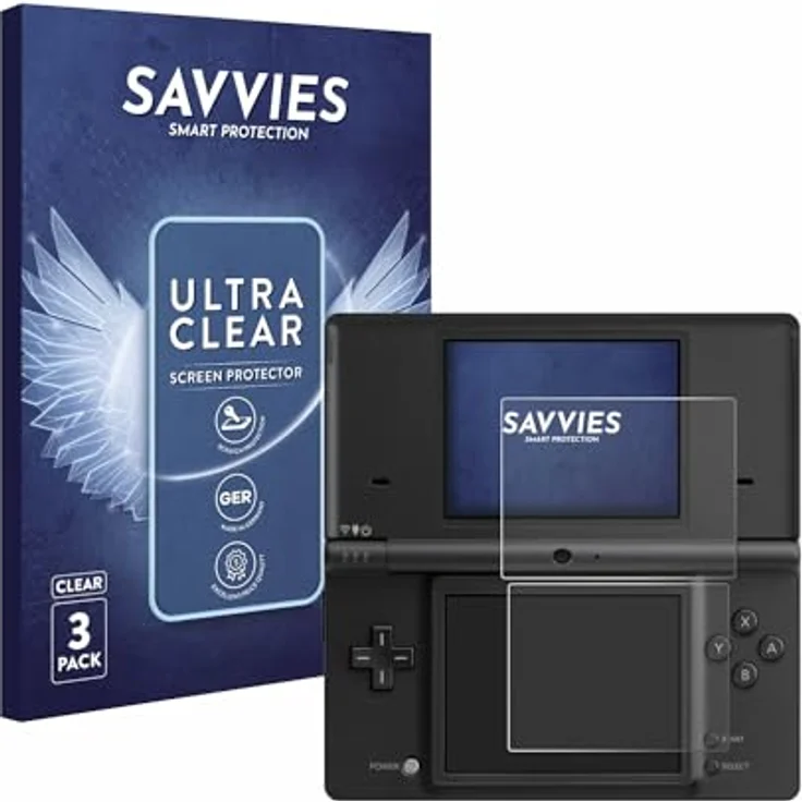 Savvies 6 Stück Ultra-Transparente Schutzfolie für Nintendo DSi, kratzfest und blasenfreie Montage, Made in Germany – Bild 1
