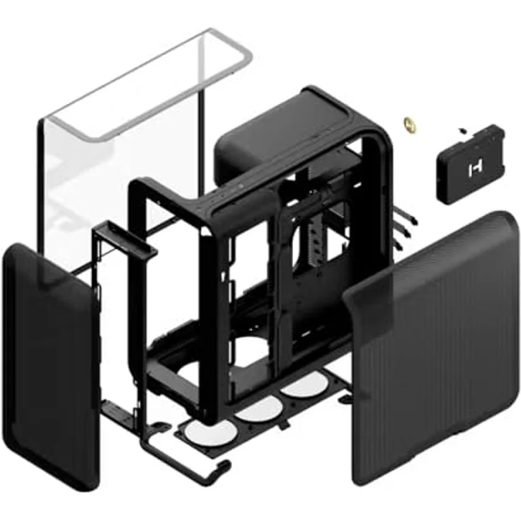 HYTE X50 Midi Tower - Pitch Black, PC-Gehäuse mit starkem Airflow, Drei-Kammer-Design, getöntem Glas und USB-C 20 Gbit/s Frontanschluss – Bild 7