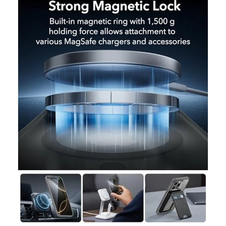 ESR iPhone 16 Pro Max Hülle (4 in 1) Set, Transparente Matte Hülle mit Displayschutzfolie, MagSafe-kompatibel, Militärnorm Schutz, Mattiertes Grau – Bild 3