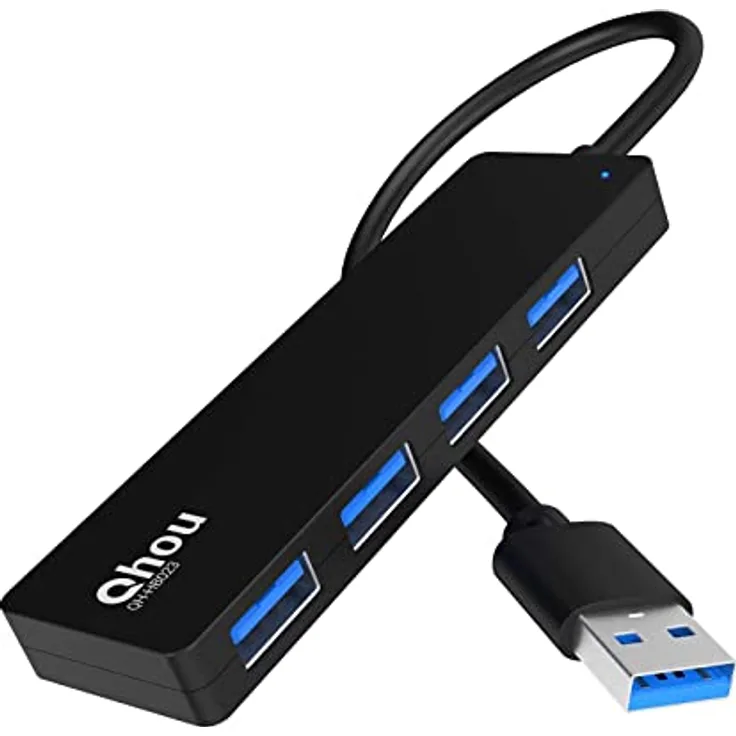 4-Port USB 3.0 Hub Ultra Slim High-Speed Transport USB HUB Adapter, 4 in 1 USB 3.0 Adapter mit 4 USB 3.0 Ports für MacBook Pro/Air, iPad Pro/Air, Surface Go, XPS, Pixelbook und mehr Tpye A Geräten