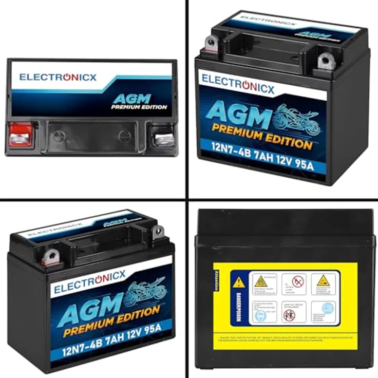 Electronicx AGM-12N7-4B, AGM Motorradbatterie 7Ah 12V, wartungsfrei, auslaufsicher, vibrationsfest für Motorrad, Roller, Quad und ATV – Bild 9