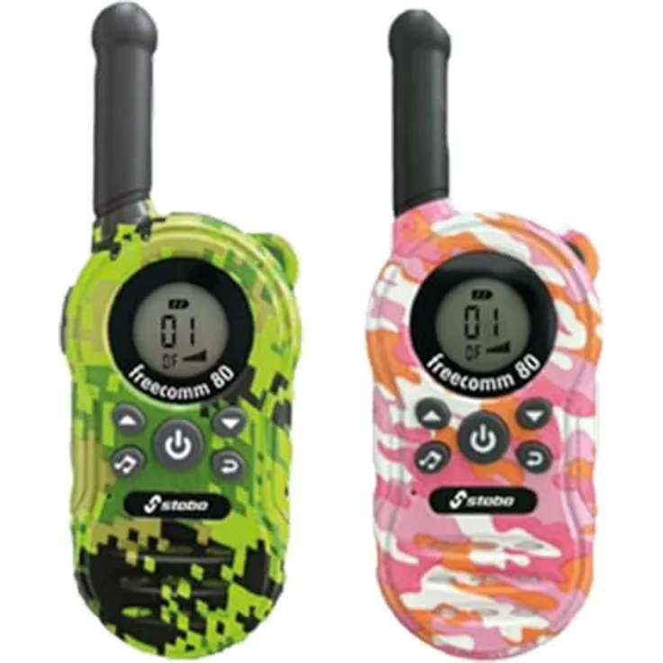 Stabo Elektronik 20080 Freecomm 80, Funkhandy-Set mit LCD-Display, 2 Walkie Talkies für kurze Distanzen, Reichweite bis 5 km