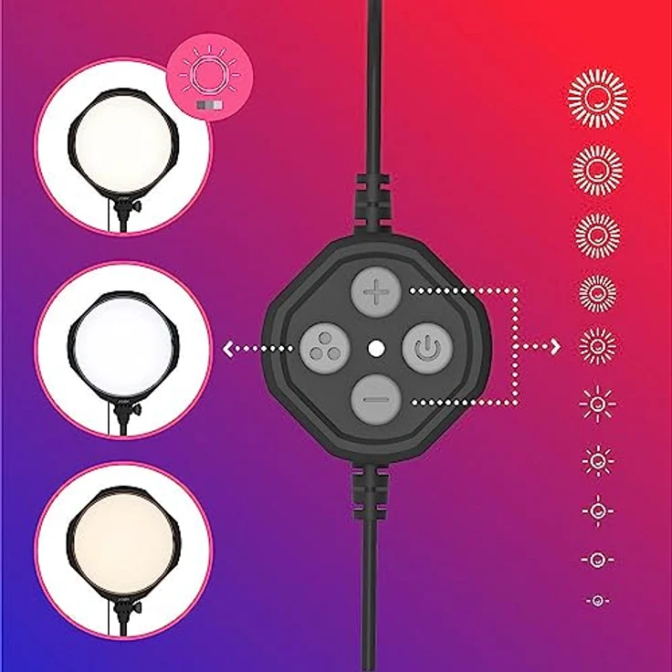 JOBY Beamo Studio-Hauptlicht, Studioleuchte für Video, 10 Helligkeitsstufen, 3 Farbtemperaturen, Kabelfernbedienung, Zubehörschuh, USB-Studioleuchte – Bild 3