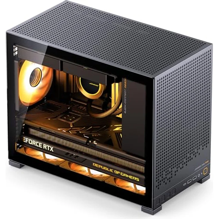 Jonsbo D32 PRO Black, Mini-PC-Gehäuse mATX mit Tempered Glass, unterstützt bis zu 6 Lüfter und 4 Datenträger - schwarz – Bild 2
