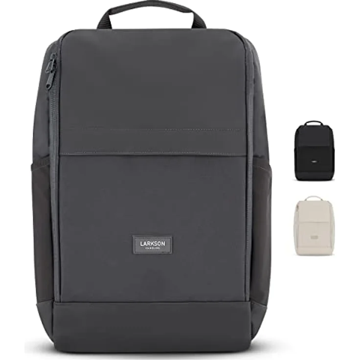 LARKSON Laptop Rucksack Herren & Damen Grau - Niklas - Notebook Backpack für Business Arbeit Uni - 16 Zoll Laptoprucksack für Reise Handgepäck - Wasserabweisend