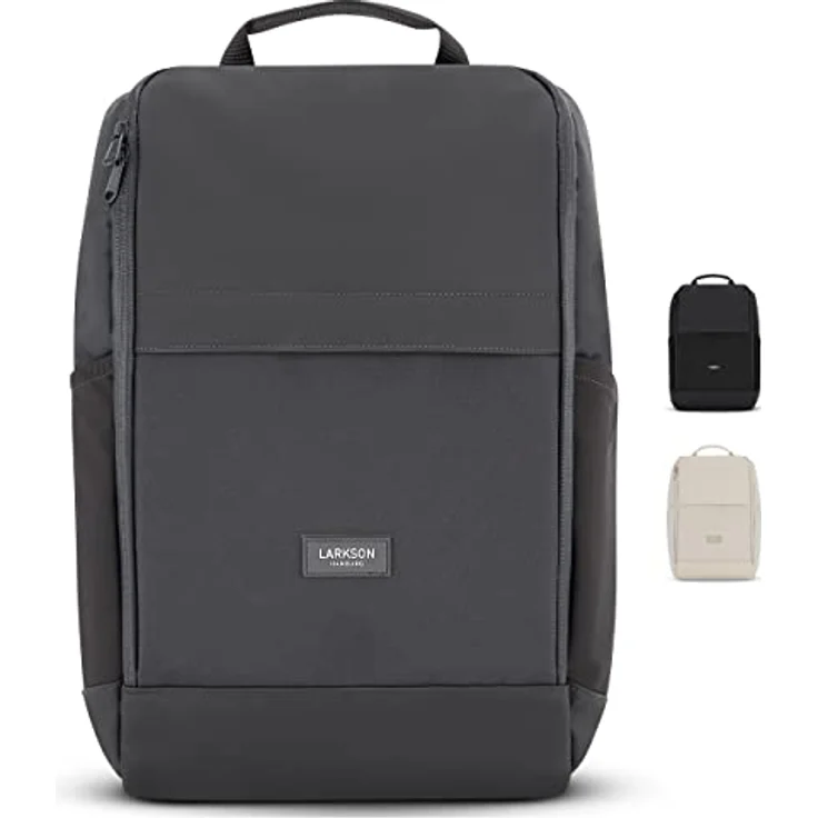 LARKSON Laptop Rucksack Herren & Damen Grau - Niklas - Notebook Backpack für Business Arbeit Uni - 16 Zoll Laptoprucksack für Reise Handgepäck - Wasserabweisend – Bild 1