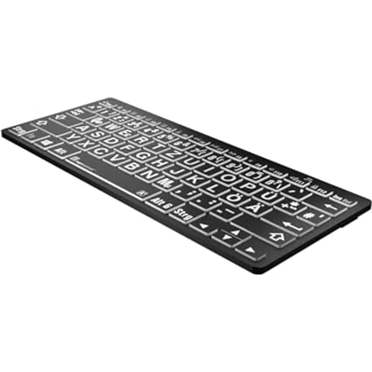 Logickeyboard XL-Print White on Black dt. (PC/BT) (DE), Tastatur, Schwarz, Bluetooth 3.0, QWERTZ-Layout, kompatibel mit Windows – Bild 5