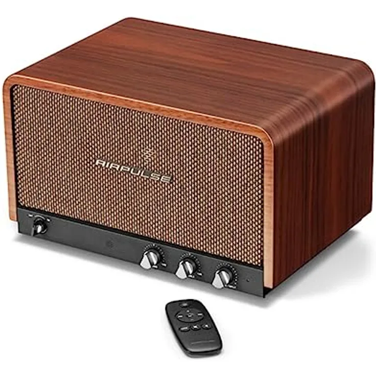Airpulse Edifier AIRPULSE P100X - Multitreiber Lautsprechersystem (60W) im Retro-Look mit Bluetooth 5.1 (aptX) - Holz