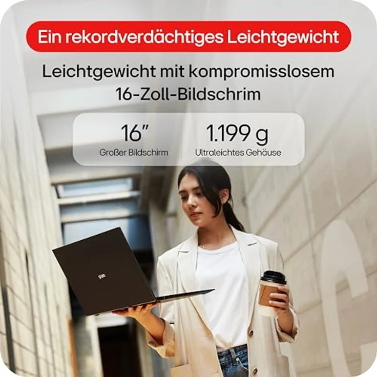 LG Gram 16ZB90RU-G.AP55G, 16 Zoll Notebook mit Intel i5, 16GB DDR4, 512GB Dual SSD, 2560 x 1600 IPS-Display, Dolby Atmos, 24 Monate Garantie – Bild 2