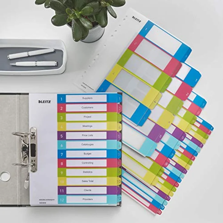 LEITZ Aktenordner WOW 1244, Register 1-12, DIN A4 überbreit, 12-tlg., farbige Taben, Kunststoff, mehrfarbig – Bild 2