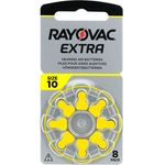 Rayovac Extra 10, 8 Stück, Hörgerätebatterien, hohe Leistung, Zink-Luft-Batterien, gelb
