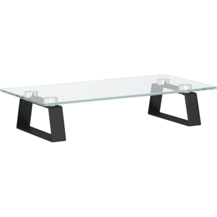 vidaXL Monitorständer, Monitorerhöhung mit Stauraum, 40x20x8cm in Schwarz aus Hartglas und Metall, ergonomisches Design mit abgerundeten Ecken – Bild 1