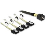 DeLock Kabel Mini SAS HD SFF 8643 x4 Stecker > 4 x SATA Buchse 0,5 m