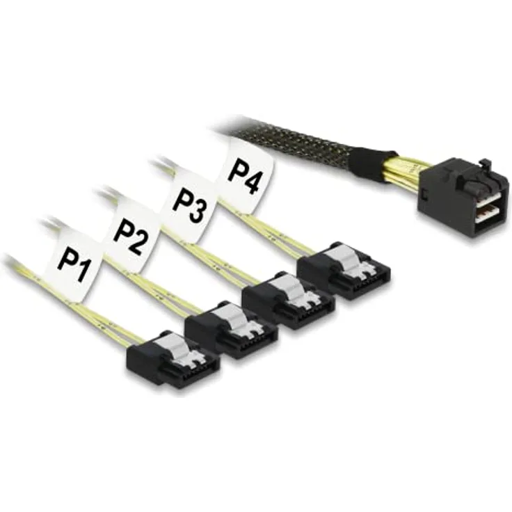 DeLock Kabel Mini SAS HD SFF 8643 x4 Stecker > 4 x SATA Buchse 0,5 m