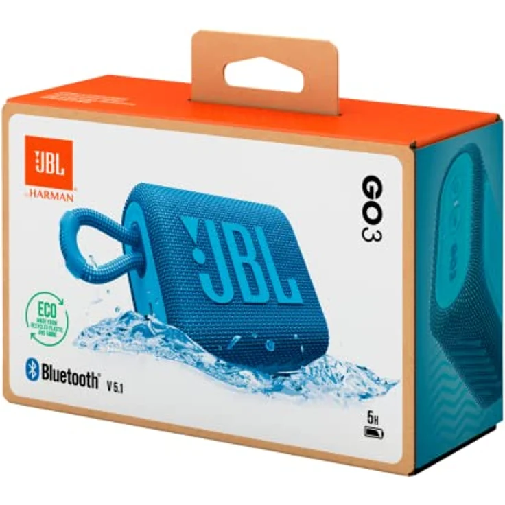 JBL GO 3 Eco – Kleine Bluetooth Box aus recyceltem Material in Blau – Wasserfester, tragbarer Lautsprecher für unterwegs – Bis zu 5h Wiedergabezeit mit nur einer Akkuladung – Bild 5